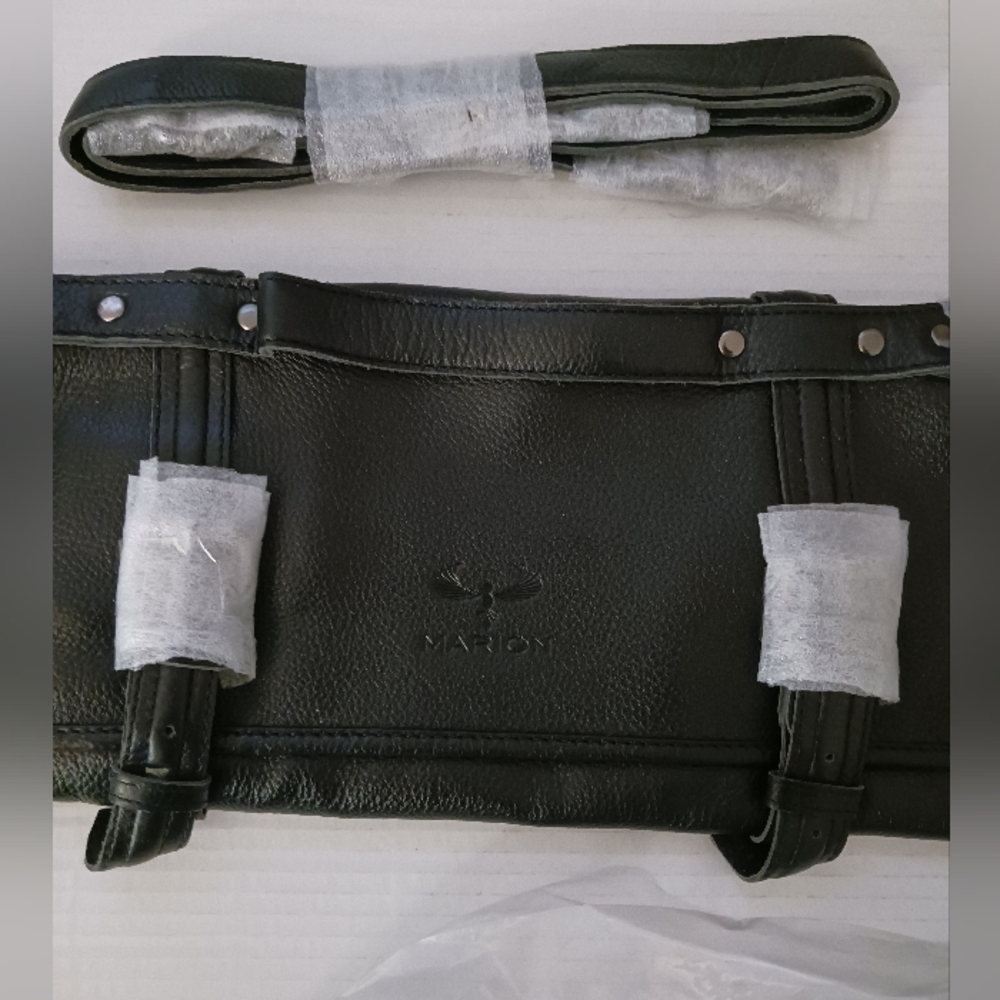 Chef's Knife Roll Bag, LE MINUIT by MARION Genuine Calf Top Grain Black Leather - Picture 10 of 12